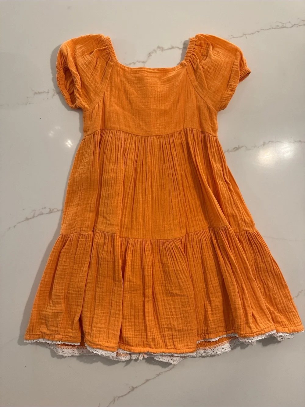 Rachel Zoe Orange Puff-Sleeve Tiered Button Dress